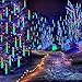 Falling Rain Lights 11.8 inch 8 Tube 192 LEDs, Meteor Shower Lights Waterproof, Icicle Snow Fall String Cascading Lights, Christmas Lights for Holiday Party Wedding, Garden Decoration (Colorful)