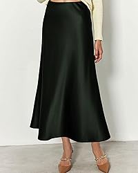 BTFBM Women's Summer Spring Satin Midi Skirt Silk