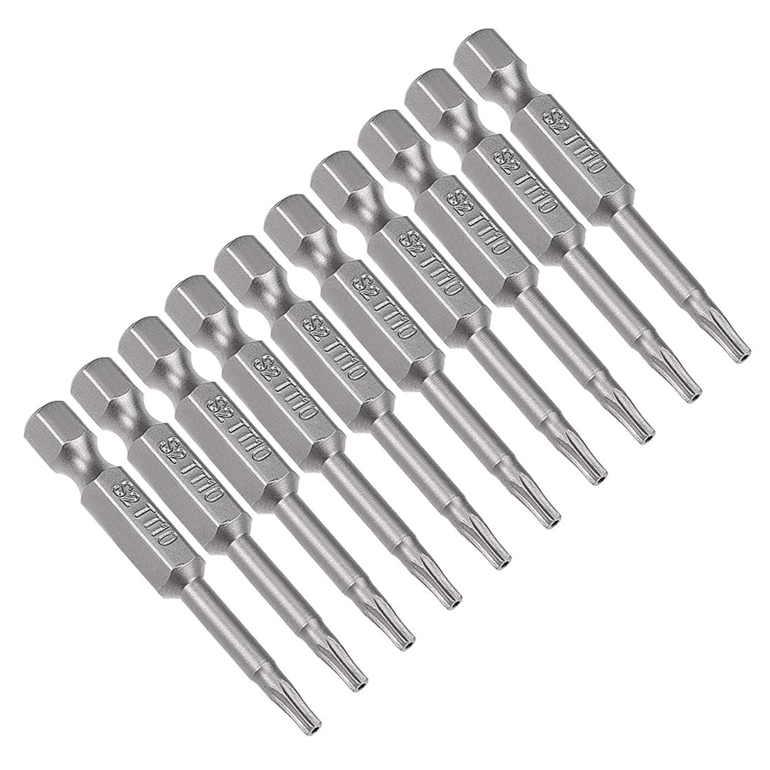 sourcing map 10 Pcs 1/4" Hex Shank T10 Magnetic Security Torx Screwdriver Bits 50mm Length