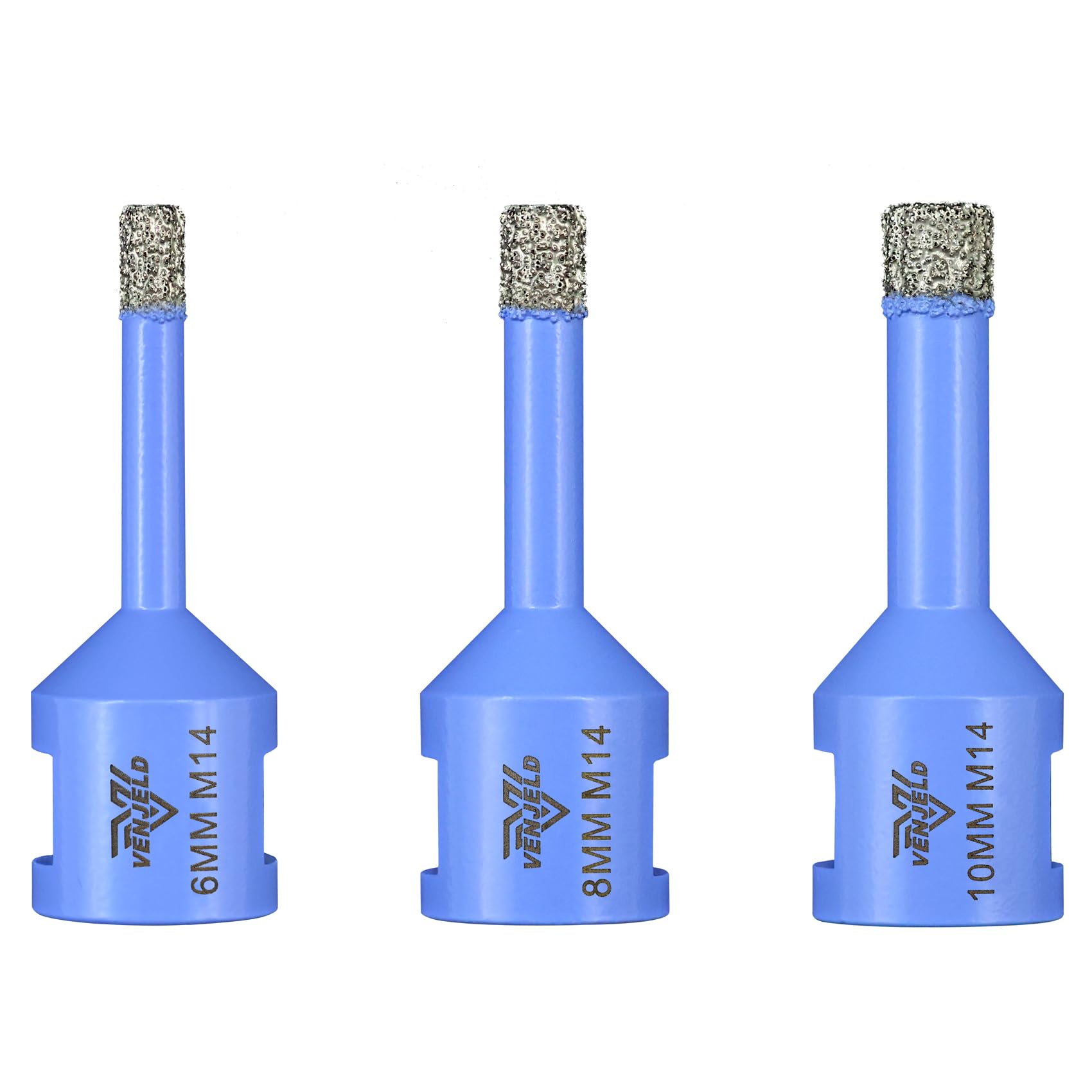 Diamond Tile Drill Bits 6/8/10mm 3Pcs Hole Saws with M14 Thread Dry Drilling for Ceramic Porcelain Tile Granite Marble Stone VENJELD