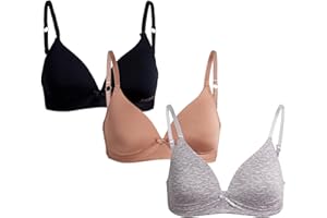 bebe Girls' Training Bra - 3 Pack Wire Free Soft Microfiber Molded Bra with Adjustable Straps (A Cup/B Cup)