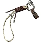 FQJOYL Titanium Alloy Keychain Clips & Leather Loop with Durable Paracord Kit:for Car/Home Keys, Phone Lanyard, Outdoor Gear,Bag Charm Accessory - Easy Release Multi-use Carabiner Clip