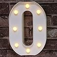 Pooqla Decorative Led Light Up Number Letters, White Plastic Marquee Number Lights Sign Party Wedding Decor Battery Operated Number (0)