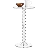 Dewrhiixe Acrylic Side Table, End Table Round Top with Solid Post for Living Room, Bedroom, Balcony, Easy Assembly (Clear) (Pedestal, Clear)