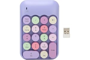 2.4GHz Numeric Keypad, 18 Keys Retro Color Round Keycaps Mini Number Keyboard with USB Receiver, Portable Silent One Hand Num