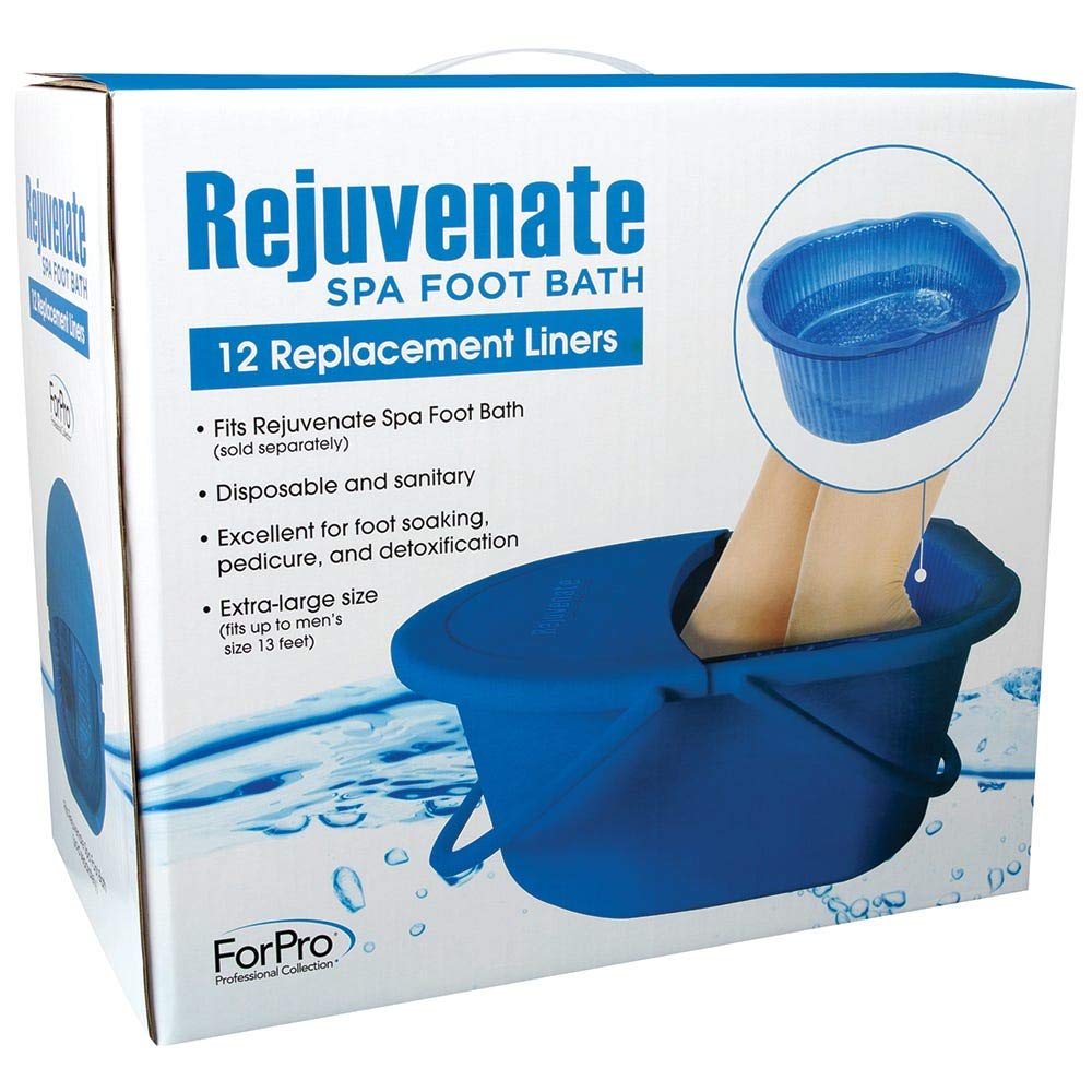 Rejuvenate Spa Foot Bath Replacement Liners, Thick Disposable Pedicure Foot Tub Liners for Foot Spa Basins & Foot Bath Soak 12-count, Blue: Beauty