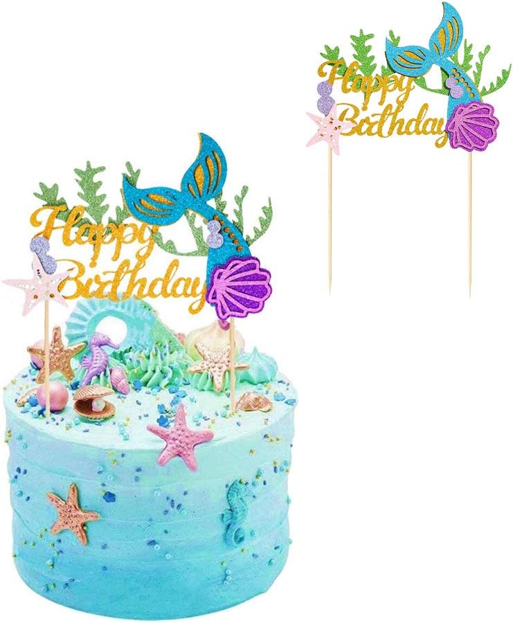 Outlet Factory Shop Glitter Mermaid Cake Topper Happy Birthday Cake Picks Mermaid Cake Decoration For Mermaid Baby Shower Birthday Party Supplies Kitchen Home World Famous Sale Online Kingpneus Com