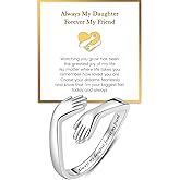 Yaweina Sterling Silver Hug Rings for Women Adjustable Promise Love Ring for Her Daughter Granddaughter Gifts