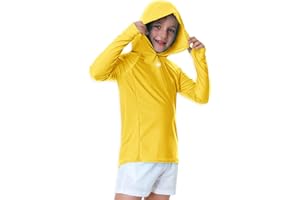 AOBUTE Unisex Kids Long Sleeve Hoodie Rash Guard Boys UPF 50+ Swim Top with Thumb Hole 3-12 Years