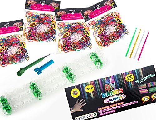 Salar The Original Rainbow Loom Bands, Complete Set Crafting Kit Includes Loom, Metal HOOK, Plastic Hook, Rubber Bands Loom,1200 Multi-color Rubber Bands, 50 S Clips For Bracelets &amp; Keychains