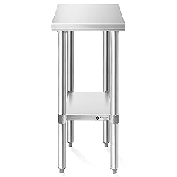 KUTLER Stainless Steel Table 30 x 12 Inches, NSF