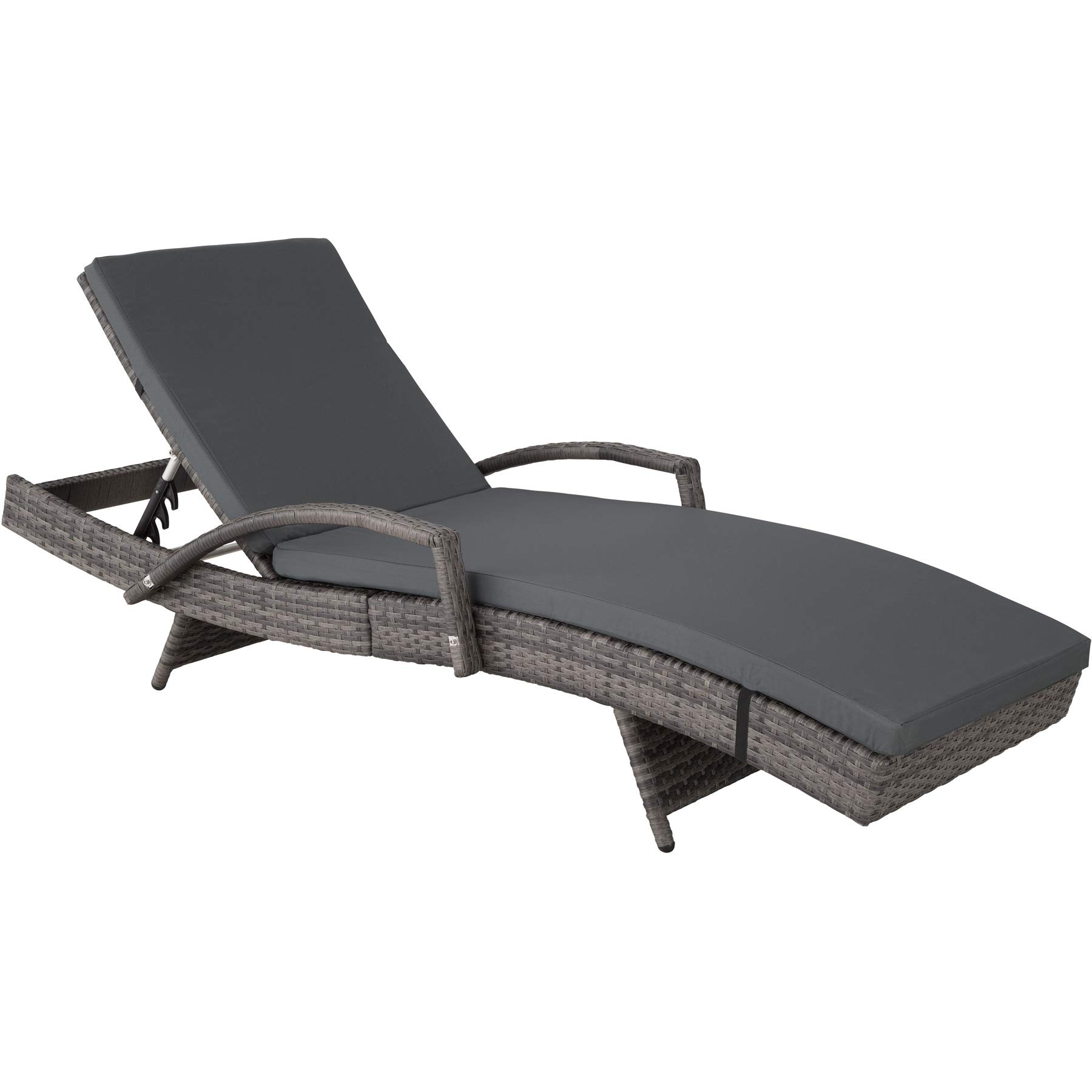 Mua TecTake 800691 Rattan Sun Lounger, Aluminium, Adjustable Backrest