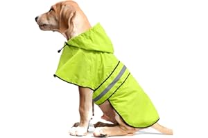 Weesiber Dog Raincoat, Adjustable Waterproof Dog Rain Jacket Poncho with Reflective Strip and Leash Hole, Lightweight Pet Rain Coat for Small to X-Large Doggos (M, Green)