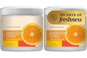SMELLS BEGONE Air Freshener Odor Absorber Gel - 15 oz, Pack of 2 - Absorbs and Eliminates Odor in Pet Areas, Bathrooms, Cars, & Boats - Made with Essential Oils - Energizing Citrus Scent