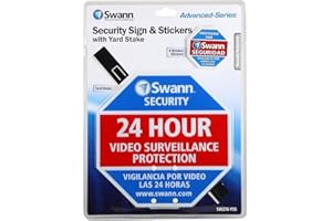 Swann Home Security Camera Sign for Yard and Surveillance System Window Decal Stickers, Outdoor Stake Included