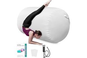 JL-INFLATE Air Roller Gymnastics Barrel, Air Track Tumbling Mat Equipment Inflatable Barrel Roller Back Handspring Trainer with Manual Pump for Yoga Cheerleading Home Gym Use
