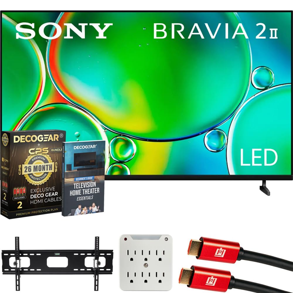 Photo 1 of **FOR PARTS ONLY, DAMAGE TO CORD (SEE PICS): UNABLE TO TEST IN WAREHOUSE** Sony K75S20M2 BRAVIA 2 II 75" 4K HDR Smart LED TV 2025 Bundle with CPS Exclusive 26 Month Protection, Wall Mount, 2X HDMI Cables, Surge Adapter & Deco Gear Complete Home Theater Be