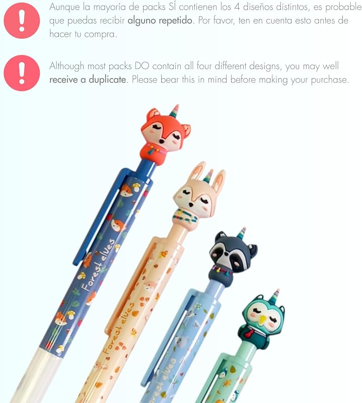 - Canetas Retráteis Divertidas (4 unidades) - Canetas de Animais Fofas, Tinta Azul, Ponta de Bola de 1 mm, Rapazes, Raparigas, Escola, Escola e Turma, Material Escolar, Possíveis Designs Aleatórios — foto 3 de 3
