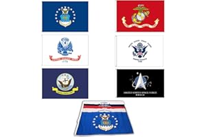 GENERIC GLOBAL ADVERTISING SOLUTIONS Lot of 6 Branches Military Flags, 3x5 foot Banner Grommets, Air Force, US Navy, Coast Guard, Marines, Army Polyester Flags Set Space Force (Pack of 6)