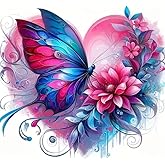 Butterfly & Flower Heart-Shaped PVC Vinyl Car Decals Stickers Waterproof Self-Adhesive Decals for Cars, Laptops, Trucks, Motorcycles Wall Window Luggage Scratch Cover Door Decor Sticker