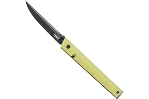 COLUMBIA RIVER KNIFE & TOOL CRKT CEO Bamboo EDC Folding Pocket Knife: Low Profile Gentleman's Knife, Everyday Carry, Black Blade, IKBS Ball Bearing Pivot, Liner Lock, Green Reinforced Fiber Handle, Deep Carry Pocket Clip 7096YGK