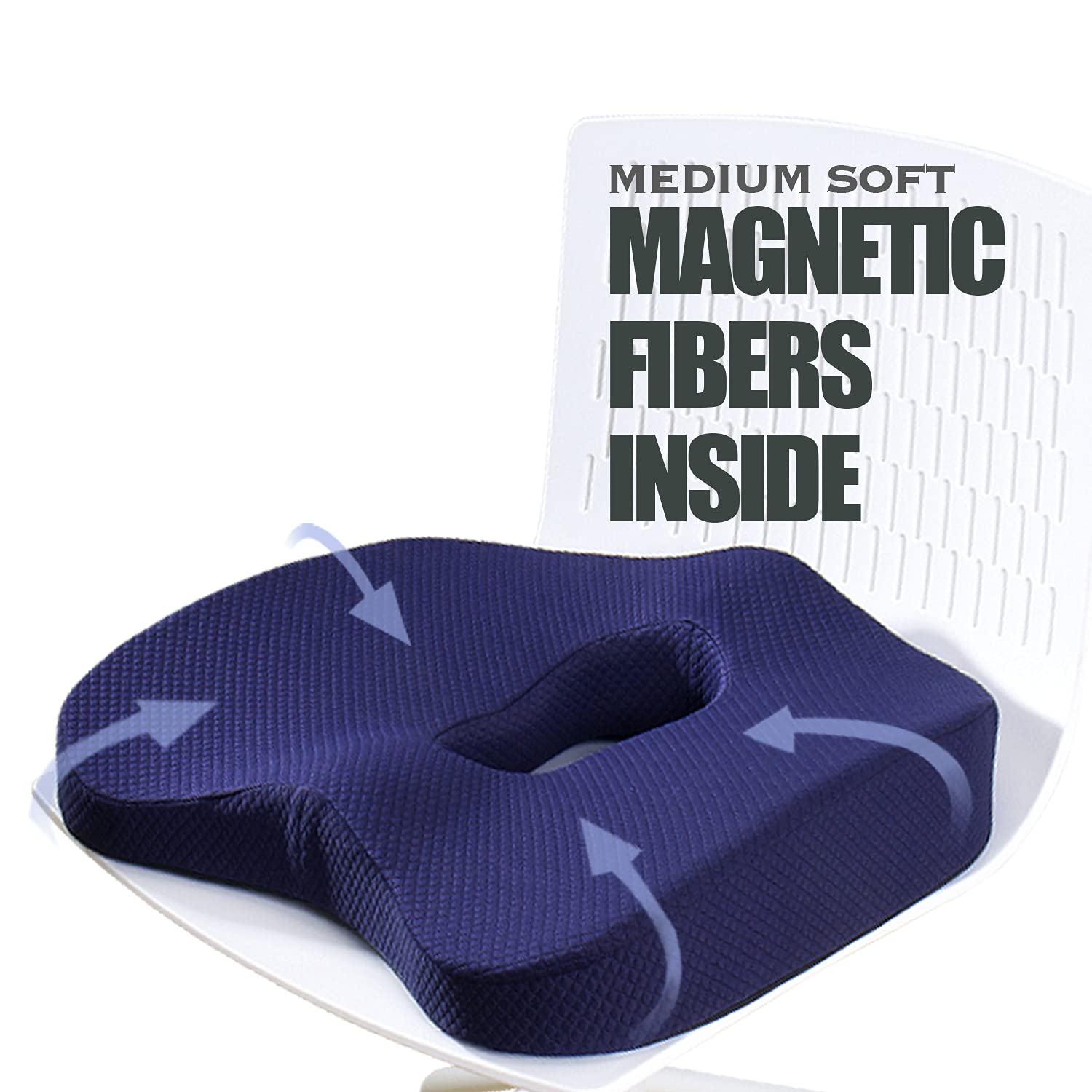 Matvio Seat Cushion Pillow for Office Chair - Magnetic Fabric Inner Cover Memory Foam Coccyx Pad - Tailbone, Sciatica, Lower Back Pain Relief Cushion - Contoured Posture Corrector for Sitting …