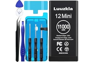 Luuzkla 11000mAh (2024 New Upgrade) Battery Compatible with iPhone 12 Mini, Super Capacity Battery Replacement Compatible with iPhone 12 Mini, with Full Tool Kits-0 Cycle-24 Months Service
