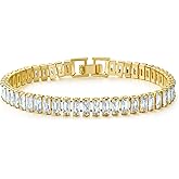 MDFUN 18K Yellow Gold Plated Round Tennis Bracelet for Women – Elegant 5mm Cubic Zirconia Tennis Bracelet – Great Gift for Mom, Wife & Loved Ones Size 6-8.5 inches