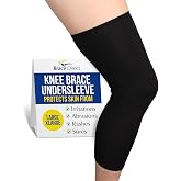 Brace Direct Knee Brace Undersleeve, Thin Non-Slip Compression Sleeve Liner | Leg Sleeve Worn Under a Brace, Stops Chafing, Rubbing &amp; Rash, Skin Protection, Moisture Wicking Comfort (L/XL)
