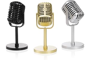 WRINGKIT 3 Pack Retro Microphone Prop, Classic Vintage Microphone Prop Model with Stand, Plastic Microphone Decor, Microphone