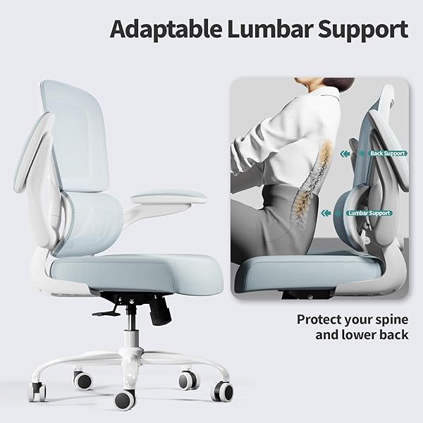 OFFICE CHAIR – ERGONOMIC DESK CHAIR WITH ADJUSTABLE LUMBAR SUPPORT, MESH COMPUTER CHAIR, EXECUTIVE CHAIR FOR HOME OFFICE COMFORTABLE LUMBAR SUPPORT(BLUE)