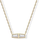 PAVOI 14K Gold Plated Dainty Tapered Baguette Cubic Zirconia Pendant Necklace | Trendy Chain Necklaces for Women