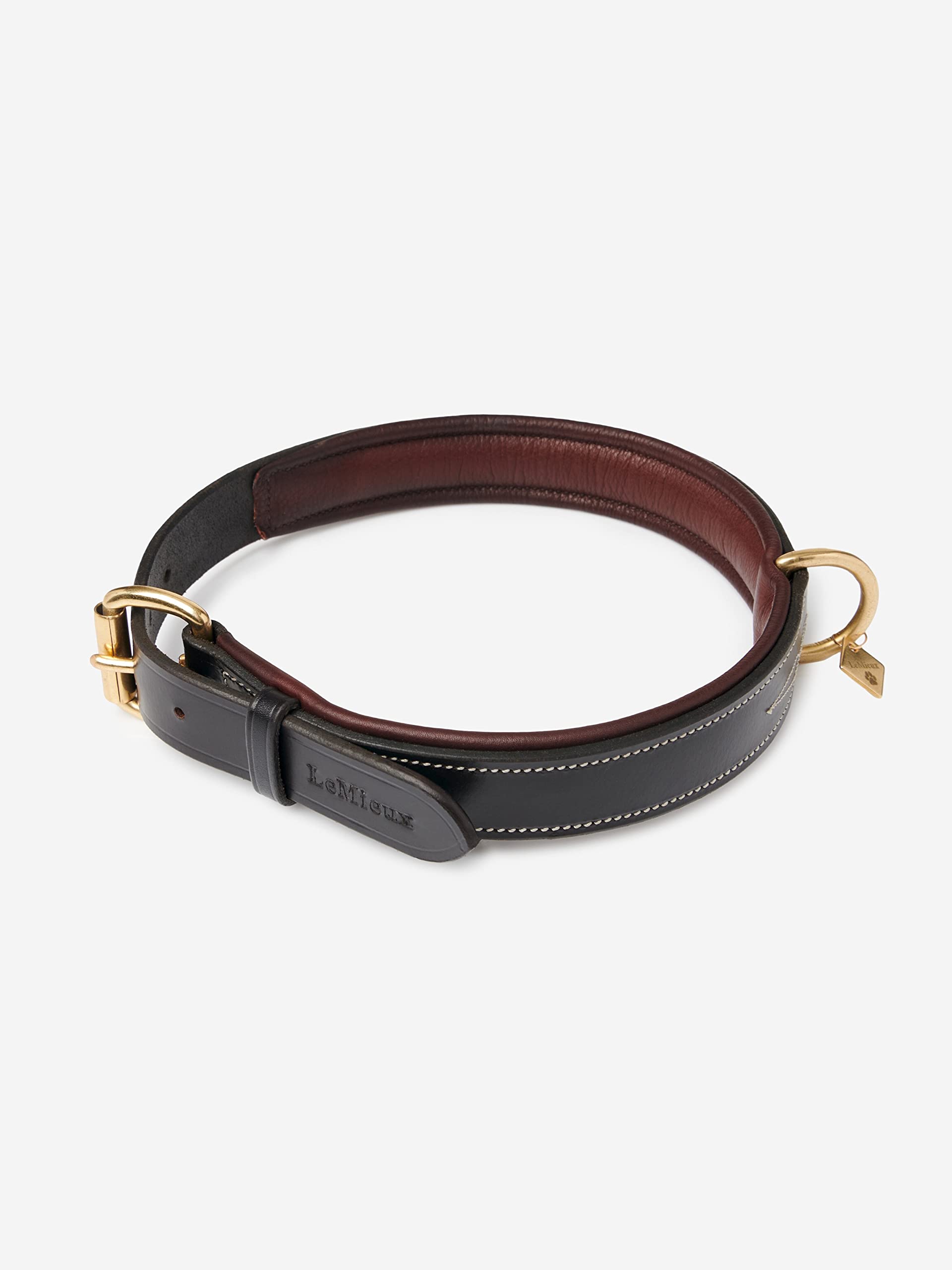 LeMieux Windsor Soft Padded Leather Dog Collar in Chocolate/Brown - Outdoor Pet Walking Neckband with Elegant Stitch Details and Metal Hardware - XS