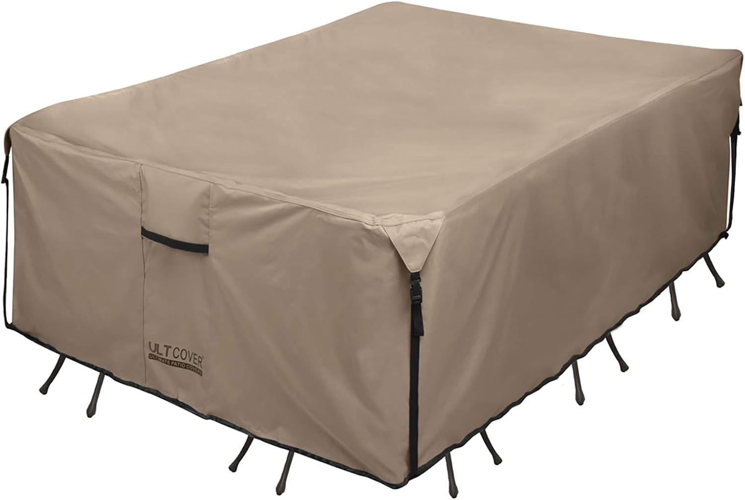 ULTCOVER Rectangular Patio Heavy Duty Table Cover - 600D Tough Canvas Waterproof Outdoor Dining Table and Chairs General Purpose Furniture Cover Size 88L x 62W x 28H inch : Garden & Outdoor