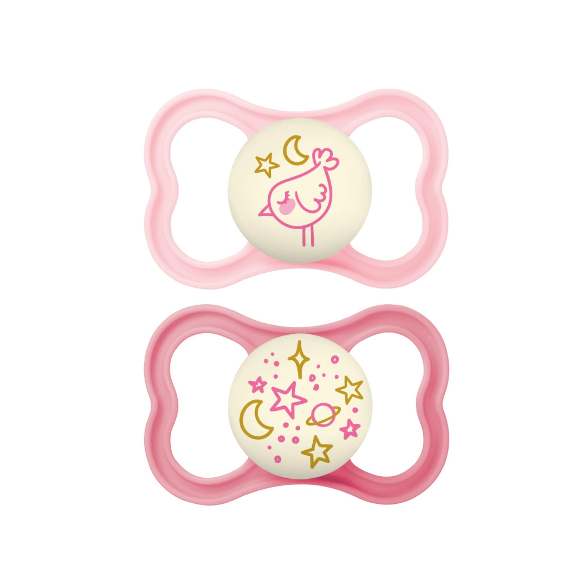 Photo 1 of MAM Supreme Night Baby Pacifier, for Sensitive Skin, Patented Nipple, 16+ Months, Girl, 2 Count (Pack of 1)