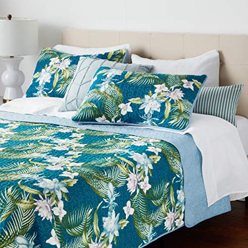 Tommy Bahama Southern Breeze Quilt Set, Queen, Dark Blue Pricepulse