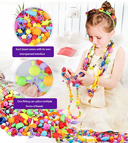 Trooer 260 Pcs Snap Pop Beads Set for Kids, Pop Beads DIY Jewelry Bracelet and Necklace Making Kit Art and Crafts Toys for Kids