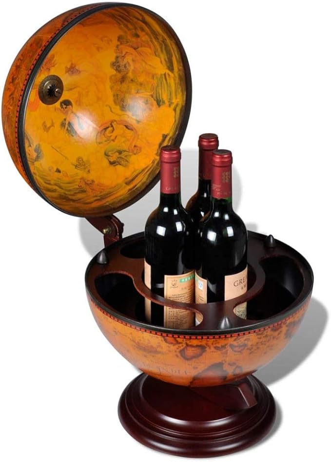 Festnight Tabletop Globe Bar Wine Stand/Globe Drinks Wood