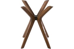 FURNIREM Mid Century Solid Beech Wood Modern Dining Table Base Only, Pedestal Table Bases, Wooden Legs for Kitchen Tables, Glass Top Wood Top Assembly Tools (Glass Tabletop Anti-Slip Pads, Walnut)