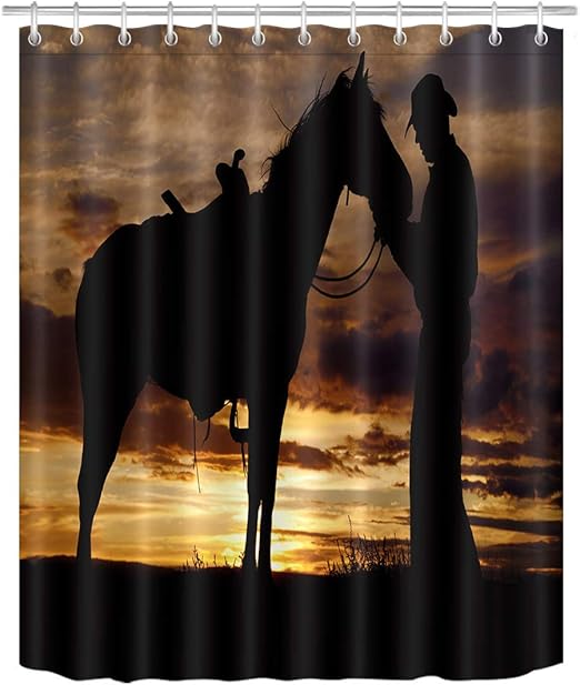 Amazon Com Lb Cowboy And Horse Silhouette Upon Sunset Western Sky