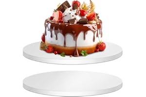 Cmkura 2 Pack Cake Drums 14 Inch, 1/2" Thick Cake Boards White Cardboard Sturdy Corrugated Circles Base Food-graded Plate Tray Decorating Supplies for Christmas Valentine's Day Wedding Birthday