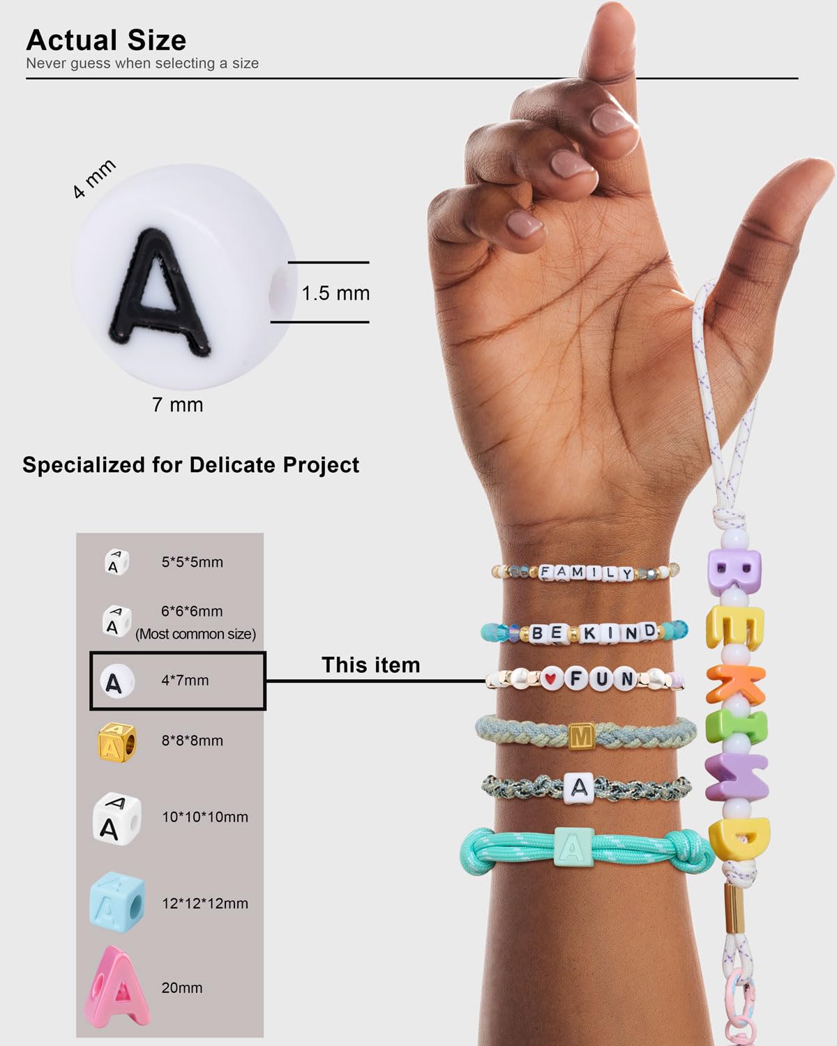 DoDoBeads 1650 Pcs Letter Beads Kit with Extra Vowels and Numbers, Alphabet Beads for Bracelets Making, Perfect for Friendship Bracelets