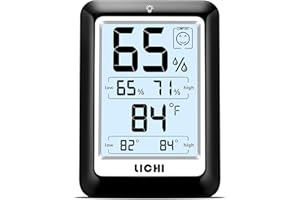 LICHI Indoor Thermometer Hygrometer - Temperature Humidity Monitor, Quick Refresh in 5 Seconds, with Comfort Indicator Light and Backlight
