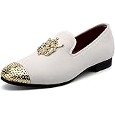 Meijiana Mens Velvet Loafers Dress Shoes with Metal Embellishments Party Luxury Loafer Shoes