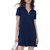Flygo Womens Polo Dress Collared Short Sleeve Ruffle Golf Tennis T Shirt Sports Workout Mini Summer Dresses Tunic Pique