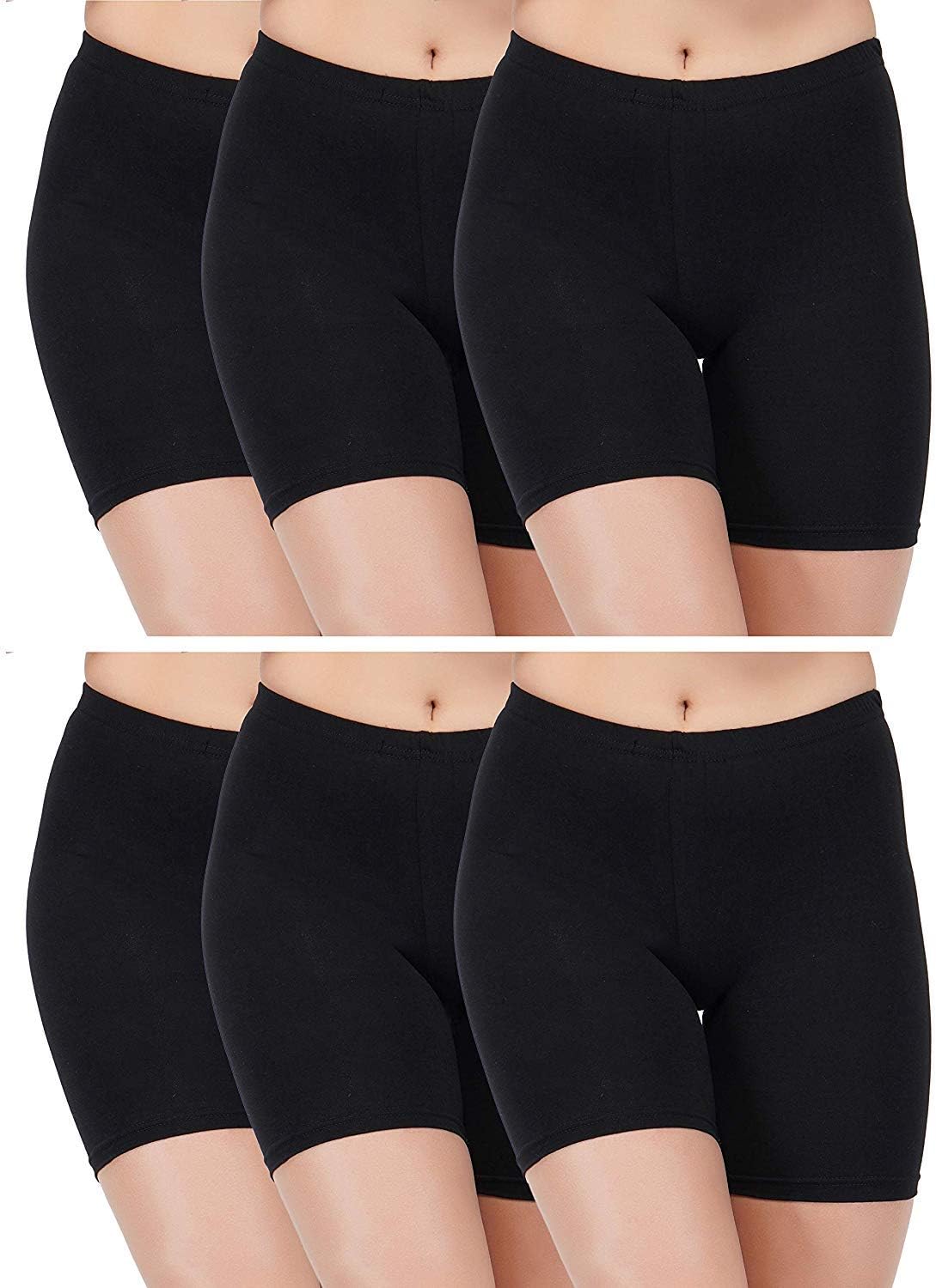 AJ FASHIONS Stretchable Spandex Soft Cotton Lycra Boy Shorts Panties - Pack of 3,6,9,12 (Skin,White and Black)