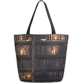 ZzWwR Extra Large Shoulder Grocery Tote Bag, Multi-storied Books Mysterious Canvas Durable Daily Handle Bag Reusable for Gym Weekender Picnic Yoga Beach Travel Kitchen Market Shopping