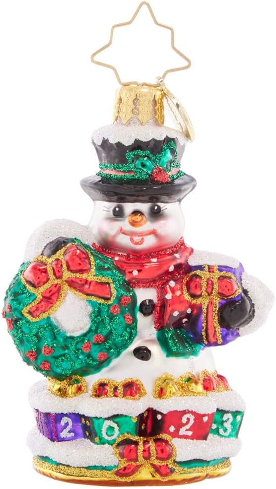 Ornaments - Christopher Radko Hand-Crafted European Glass Christmas Tree Decorative Ornament, Holly Jolly Snowman 2023 Gem