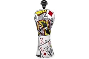 BAIRBRE Golf Club Covers Poker Diamond King Driver Cover Fariway Wood Headcover Hybrid Head Covers Blade Putter Cover Mallet Putter Haedcovers Golf Club Covers for Most Brand
