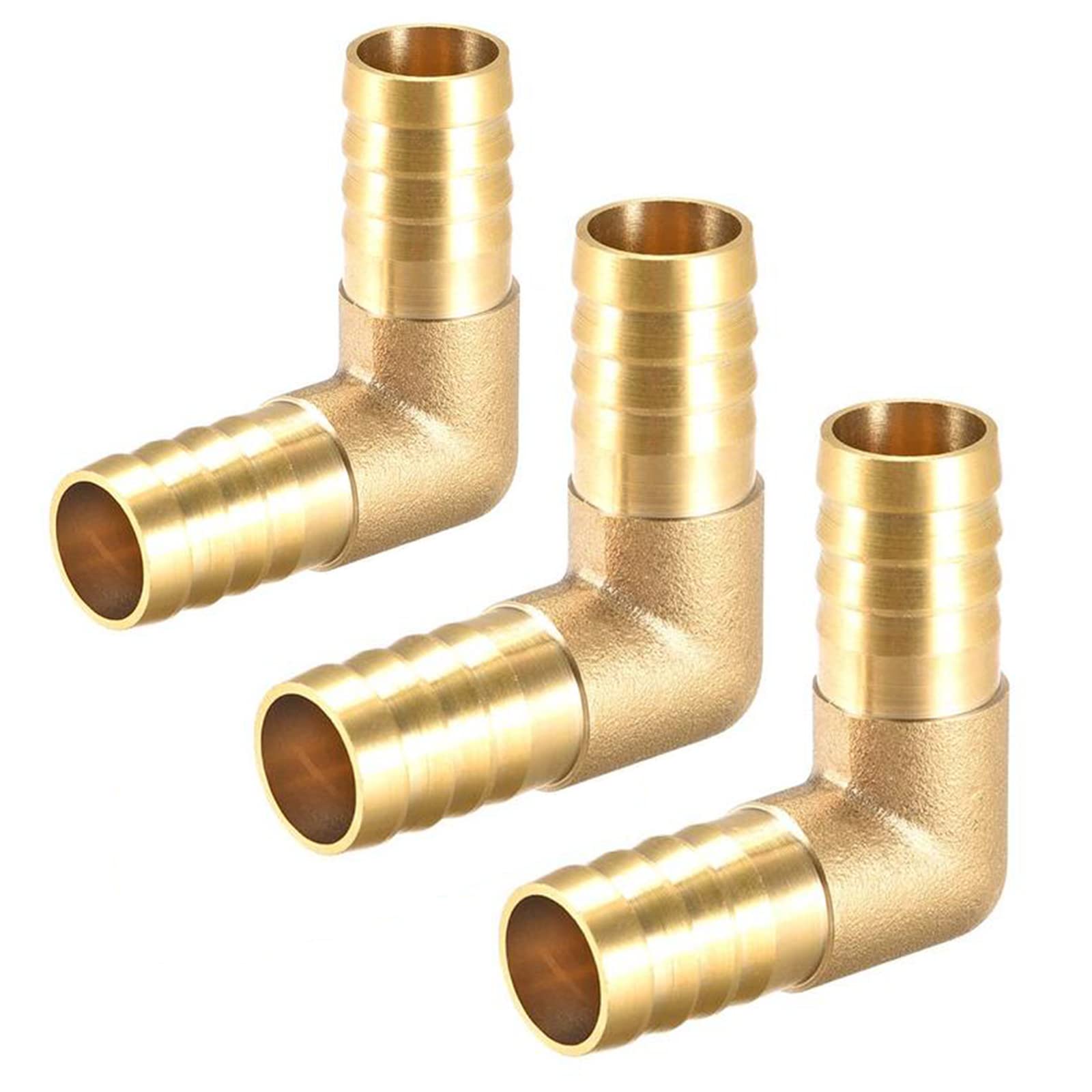 TOP-VIGOR 3Pcs 16mm Barb Brass 90 Degree Elbow Pipe Connector Coupler Tubing Hose Fitting for Air Water Oil
